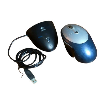 Logitech Cordless Click Plus M-RAA89 Optical Mouse Blue 6-Buttons Scroll Wheel