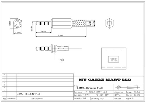 3.5mm Plug/Jack 4 Conductor TRRS Self Solder Male - 第 3/3 張圖片