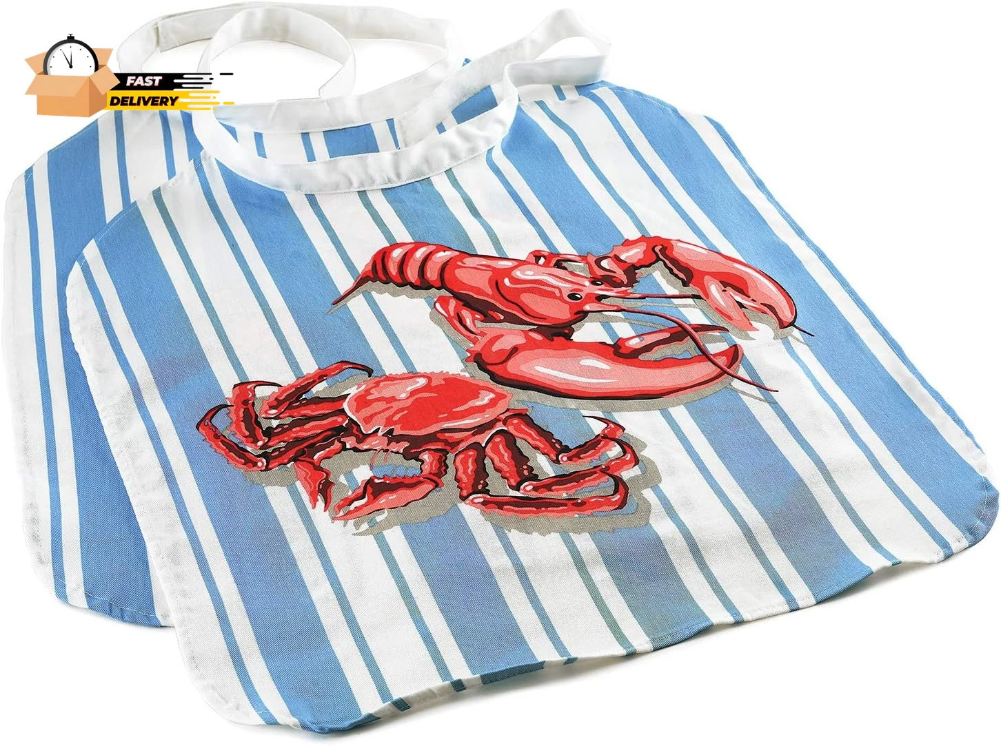 Seafood Bib, One-Size (Set of 2), Blue/Red