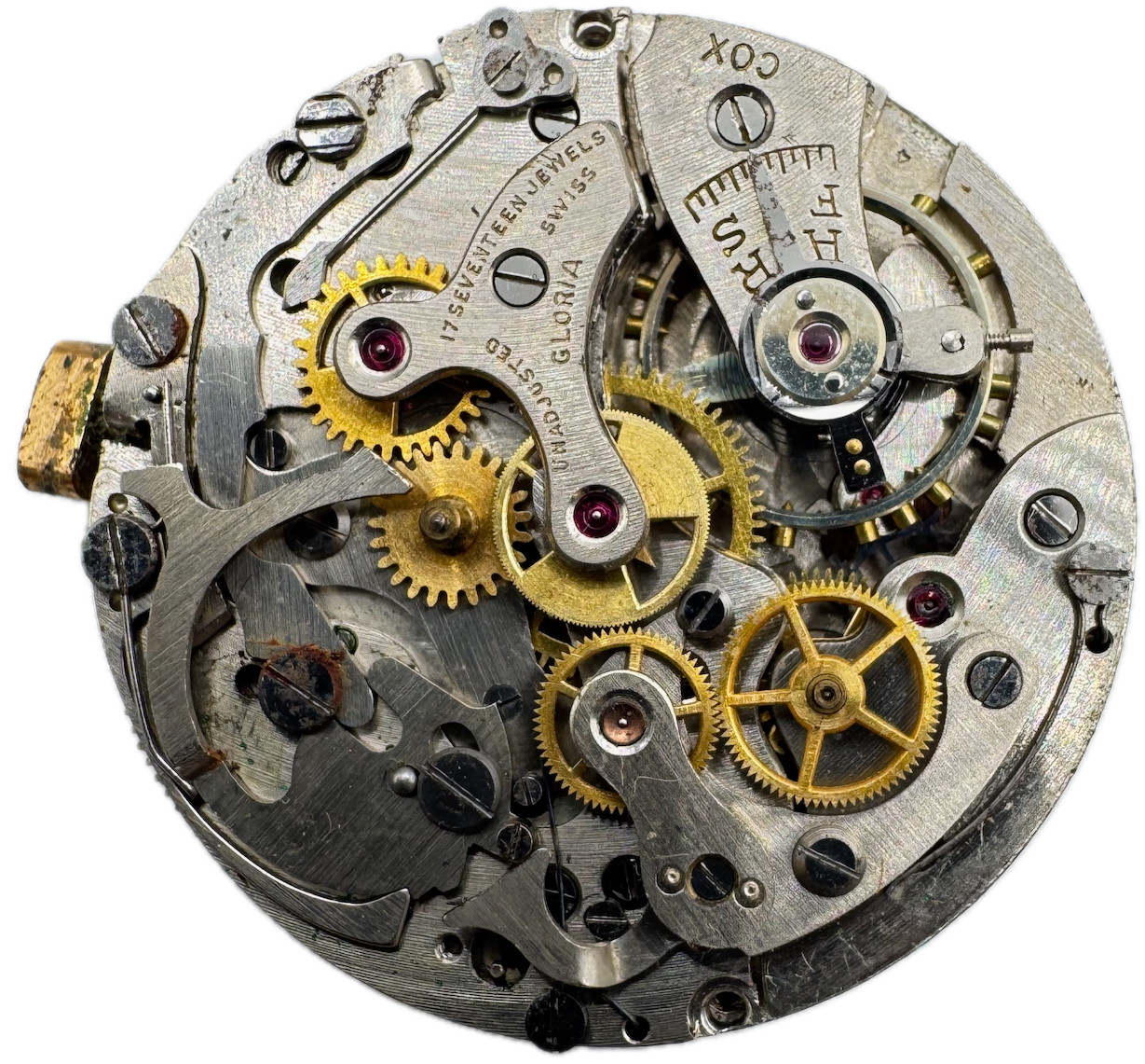 Vintage 31.5mm Gloria Copper Chronograph Men's Wristwatch Movement Land. 48