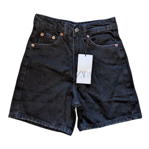 Zara Womens Size 0 Black Denim Shorts 4 in Casual Summer Travel Granola Hiking