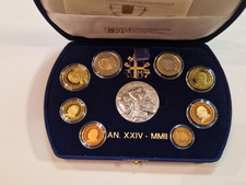 1 Cent - 2 Euro KMS Vatikan 2002 PP Papst Johannes Paul II mit Silbermedaille
