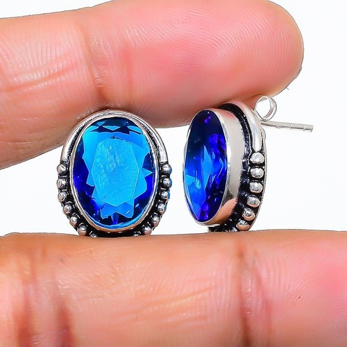Blauer Tansanit Edelstein 925 Sterlingsilber Schmuck Ohrstecker Größe 1 Zoll