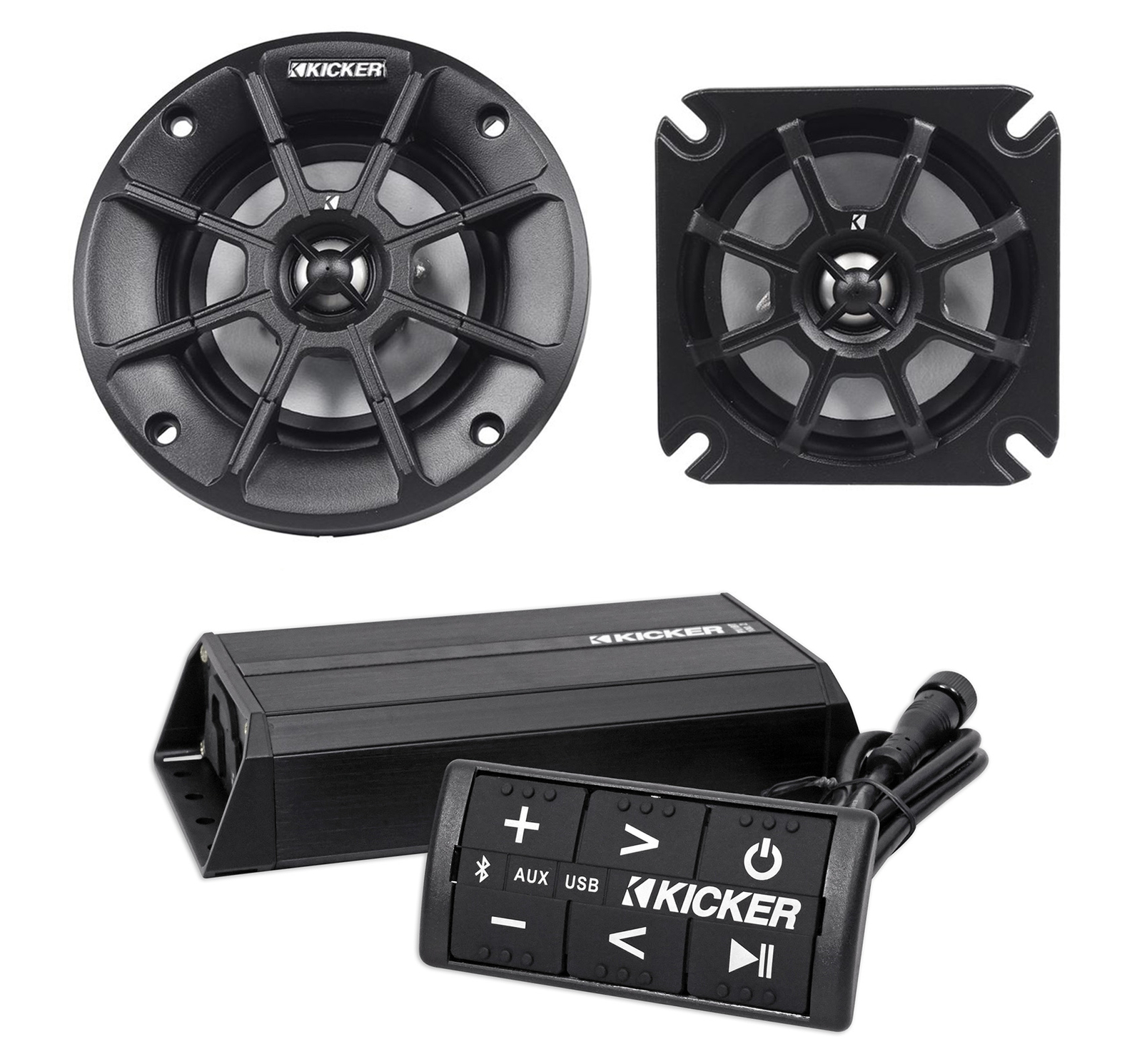 Пара динамиков Kicker 40PS42 для квадроцикловмотоциклов мощностью 4 60 Вт Усилитель Bluetooth Контроллер