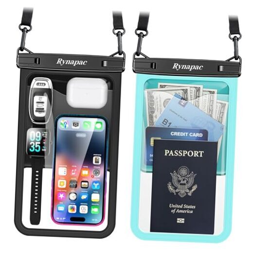 Waterproof Extra Large [10-inch] [Black + Mint] Large Waterproof Phone Pouch