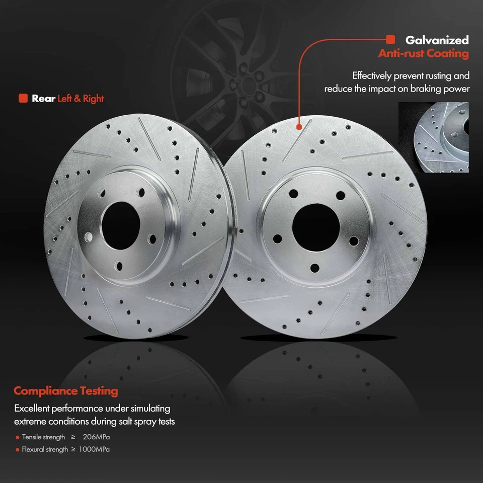 Rotores e pastilhas de freio dianteiros perfurados + rolamento de cubo para Nissan Xterra Suzuki Equator - Imagem 3 de 4