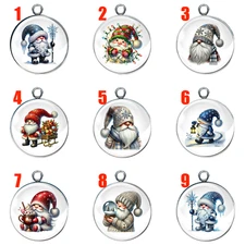 Winter Gnome Glass Cabochon Charms