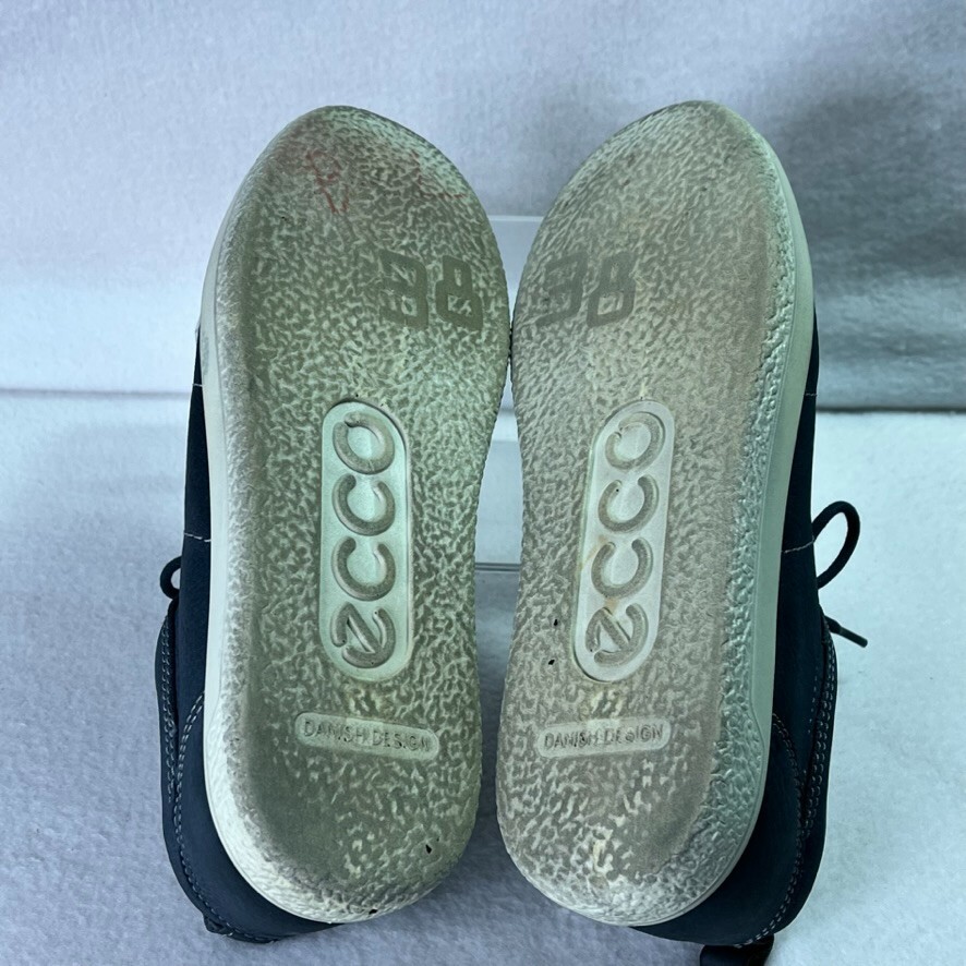 ECCO Shoes Womens 8 Leather Upper Grey Blue Lace Up Lightweight Sports