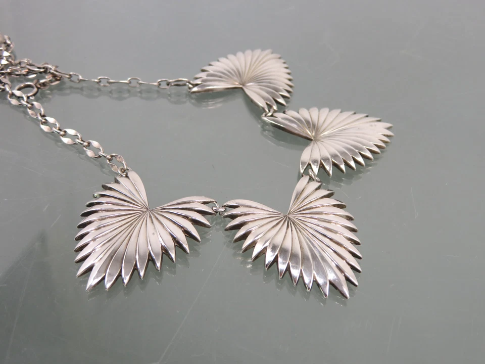 Collana In Argento Art Deco 835/1000 ° Florale ° SILVER - Immagine 4 di 4