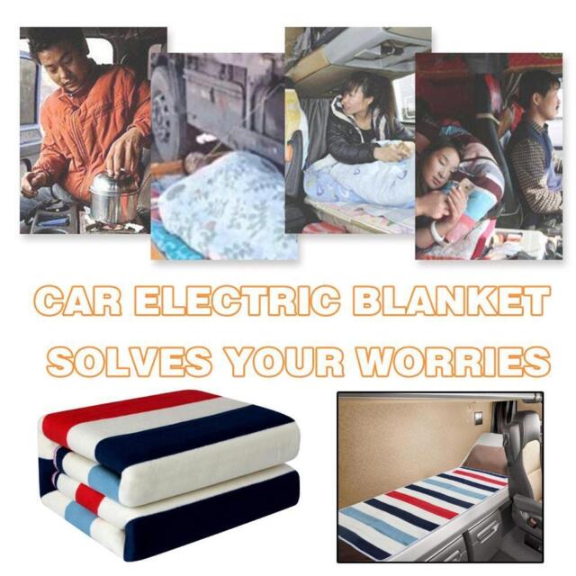 12/24V Electric Car Heated Travel Blanket For Winter Warm Weather RV G3E4 D0X1