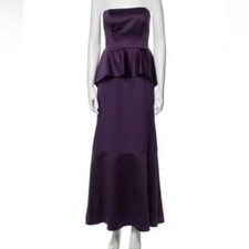 Vera Wang White Trumpet Royal Purple Floor Length Strapless Gown 2