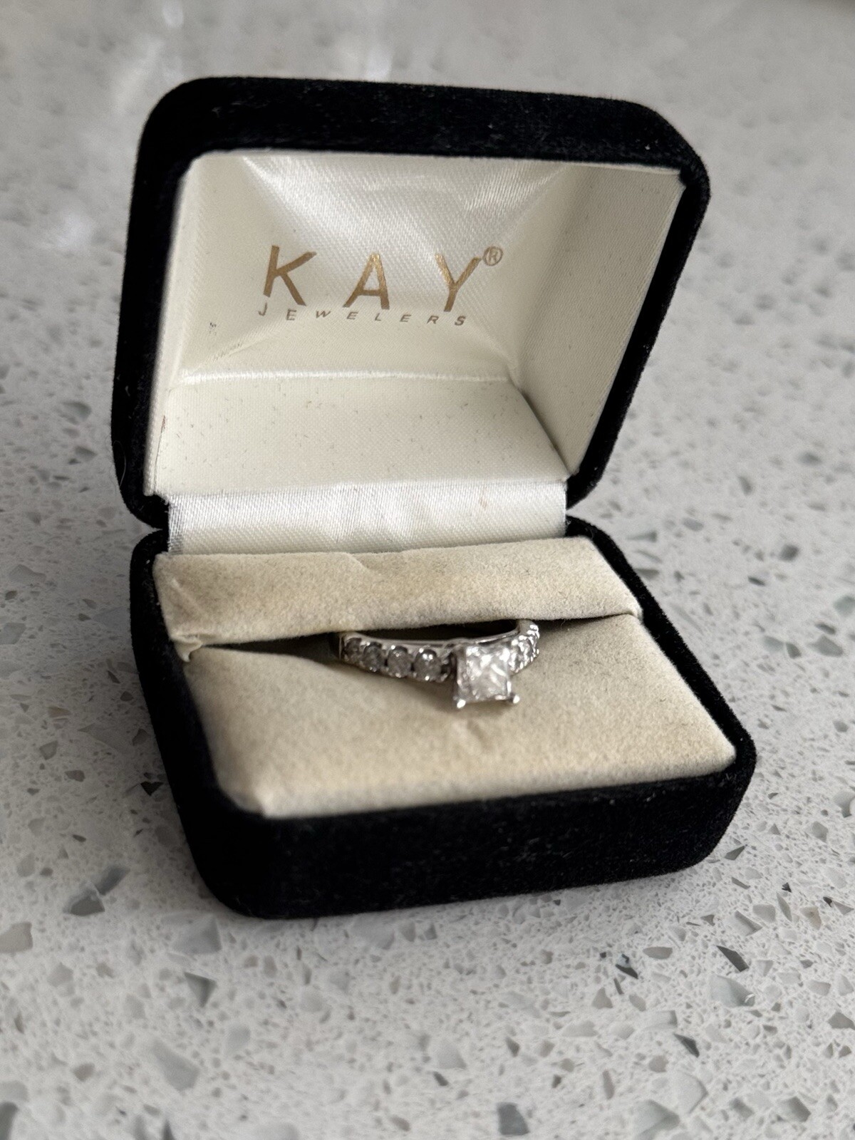 Gently Used Kay Jewelry Princess Cut Engagement Ring Size 7.5-image