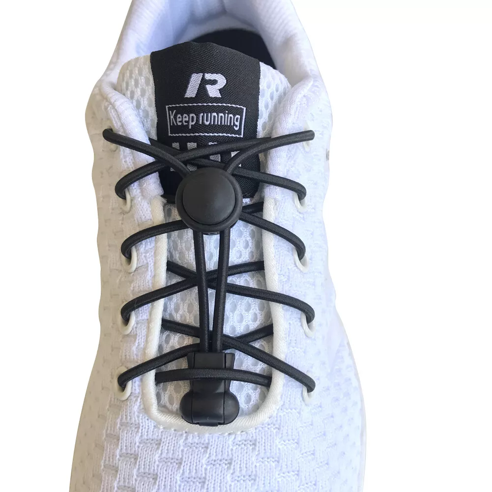3 pair No Tie Elastic Shoelaces Lock Laces Shoe Strings Sports w Locking Toggle