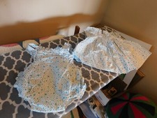 Handmade Baby Romper w/ Dress Jacket Vintage Blue White Stars Ruffle Bottom