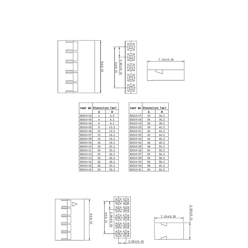Dupont 2.0mm Connector Housing Crimp Terminals Black 1x2P 1x3P 2x2P 2x3P 2x5P - Image 2 of 4