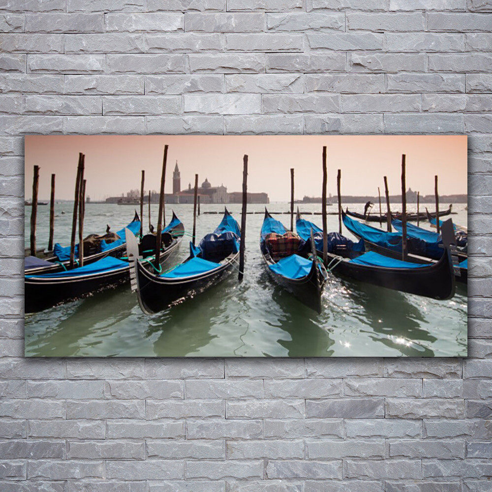 Tableau sur verre acrylique architecture et bateaux 120x60 cm