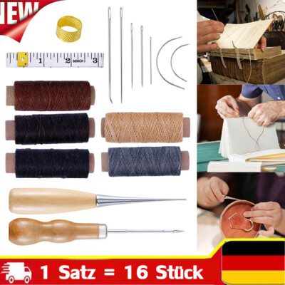 16 tlg Leder Werkzeug Set Stitching Craft Nähen Sewing Groover Handwerk Nähset