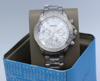 NEW AUTHENTIC FOSSIL BANNON MULTIFUNCTION CHRONOGRAPH SILVER BQ2490 MEN'S WATCH