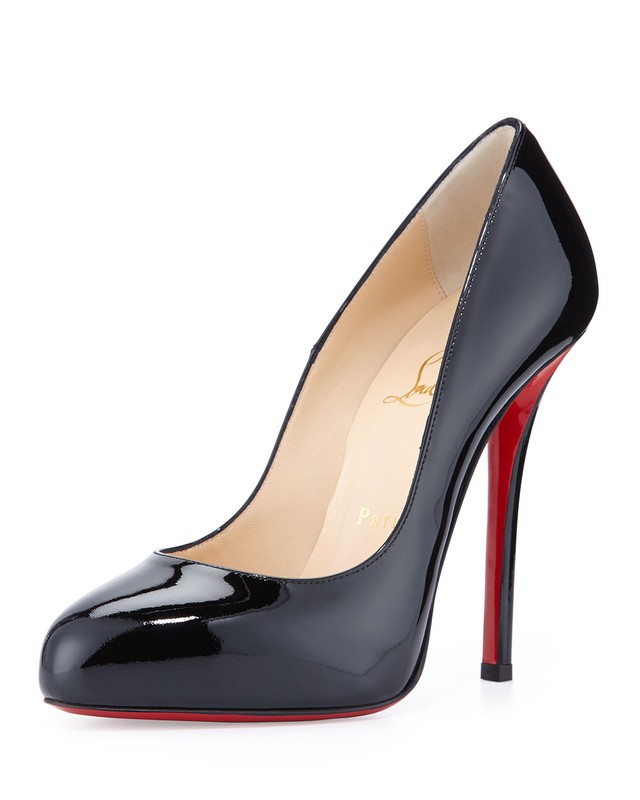 100% AUTHENTIC NEW WOMEN LOUBOUTIN ARGOTIK 120 BLACK PATENT PUMPS/HEELS US 7
