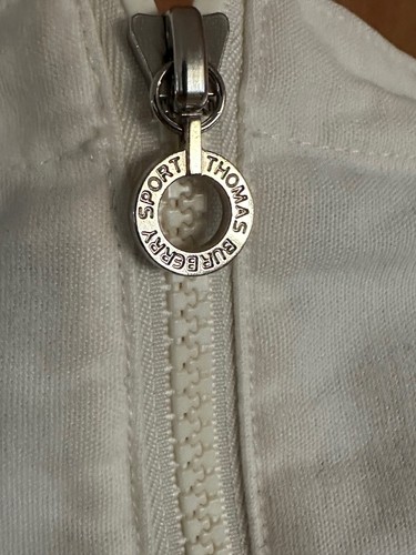 Thomas Burberry Sport Off White Hooded Coat Size M 100% Cotton Quilted - Picture 11 of 12