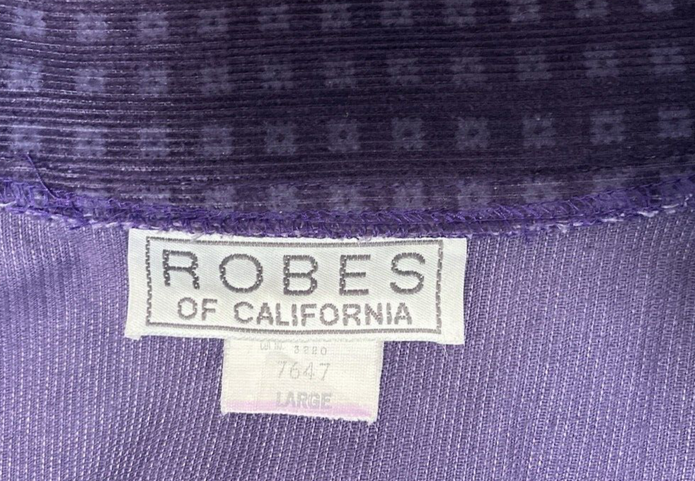 Men's L Vintage Long Bathrobe Purple Patterned Corduroy ROBES of