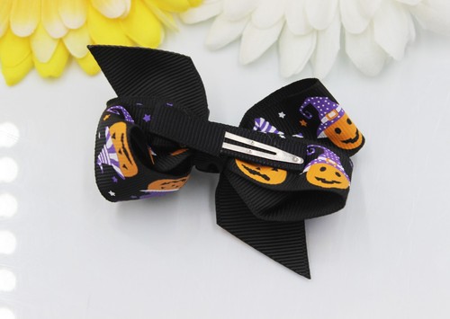 Barrette À Cheveux Halloween Noire Avec Un Motif De Citrouille #S013 - Photo 3/4