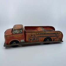 Vintage Louis Marx  Co Toy Firetruck Fire Engine Friction Motor Pressed Metal