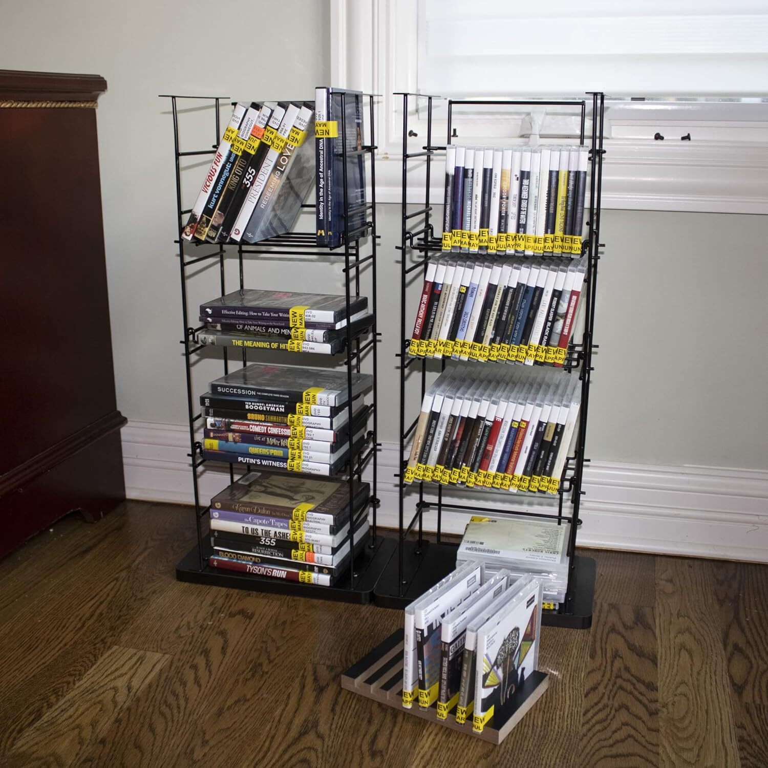 176 CDs Cabinet Stand Wall Tower Steel Wire DVD Holder Media Storage Movie Shelf