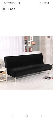 Thick Plush Futon Cover Stretch Armless Sofa Bed Slipcover Soft Couch Sofa 
