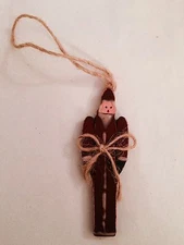 Primitive wood 3" Santa St. Nick Christmas ornament country rustic