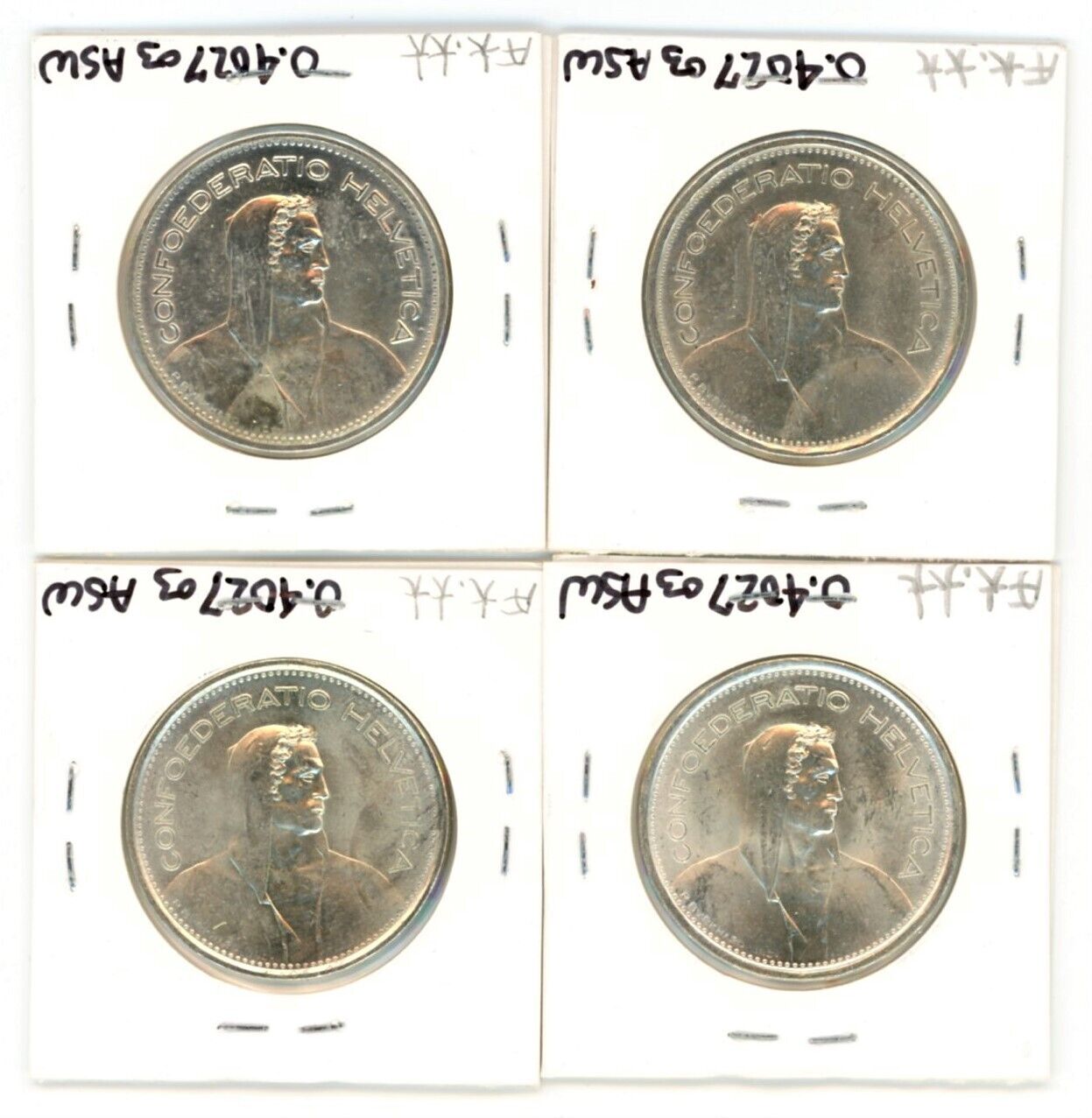 1965 1966 1967 1969 Switzerland 5 Francs Silver #19171z