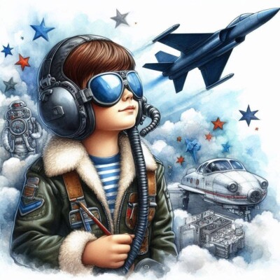 Eine tolle handgefertigte Grußkarte für angehende Piloten Der Traum eines kleinen Jungen