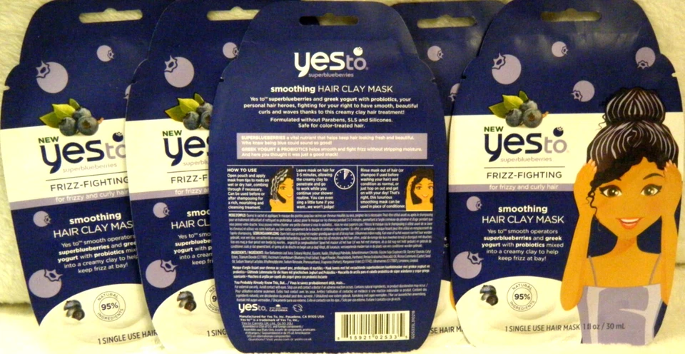 Mascarilla de arcilla capilar suavizante antiencrespamiento Yes To Superblueberries 1 lote de 5 nueva Foto 2 de 4