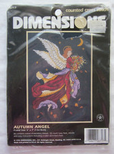 Dimensions Counted Cross Stitch Kit Autumn Angel 6717 -5" X 7" -1996 Vintage