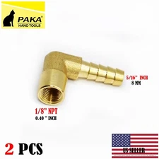 2 x 5/16 HOSE BARB ELBOW X 1/8 FEMALE NPT Brass Pipe Fitting Gas Fuel Water Air