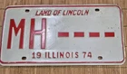 VINTAGE 1974 ILLINOIS SAMPLE LICENSE PLATE TAG - MH - - - -