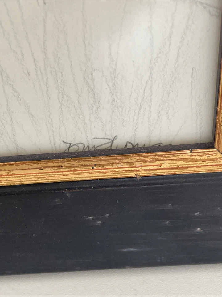 Dibujo a lápiz vintage de paisaje del desierto de cactus de Don Thomas 13x15" Foto 4 de 4