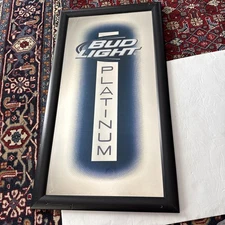 Vintage 2012 Bud Light Platinum Beer Mirror 30x17 Inches