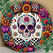 Skull Holding Beer Mug 8x8" Retro Metal Sign Bar/Garage Decor