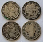 Lot Of Four 1914 Silver Barber Dimes