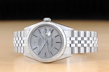 ROLEX DATEJUST 1601 18K GOLD STEEL GRAY DIAL WATCH w/ ROLEX FOLDED BRACELET 3