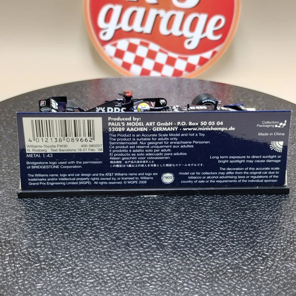 MINICHAMPS 1/43 Williams-Toyota FW30 Nico Rosberg Test Barcelona 19-21 400080207 - Image 4 of 4