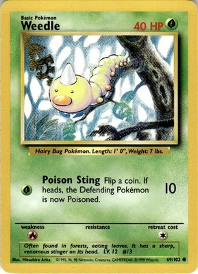 Weedle Common Base Set 069/102 NM