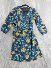 J Crew Wrap Dress Womens 2 Blue Floral Long Sleeve Cottage Coastal Boho
