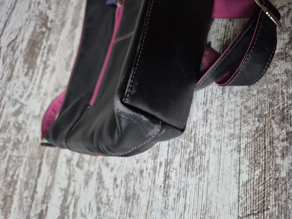 Cartera de hombro ILI New York colorida de cuero retorcido correa ajustable para mujer Foto 4 de 4