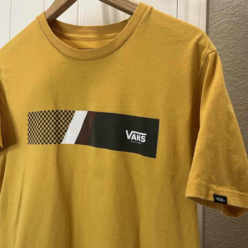 Camiseta Vans Off The Wall Dorada Amarilla Negra Logo Gráfico Para Hombre Talla M Calce Clásico Foto 2 de 4