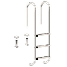 Zelsius Edelstahl Poolleiter mit 3 Stufen | 50 x 26,5 x 132 cm