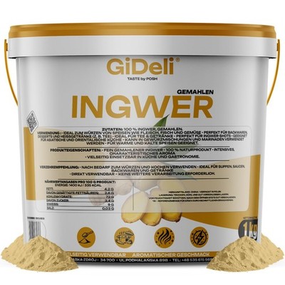 Ingwerpulver 1kg Gemahlen Ingwer Naturrein Tee Shots Smoothies Vegan GiDeli
