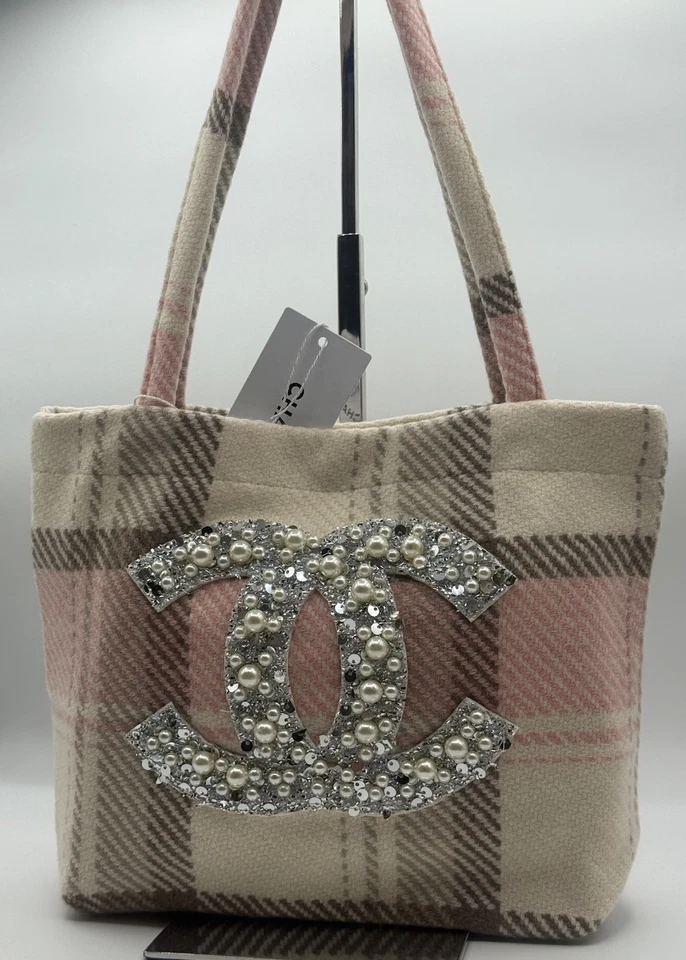Chanel Tweed Pink Tote Bag With CC Logo, Gift With Purchase VIP Novelty Tote - Image 2 of 4