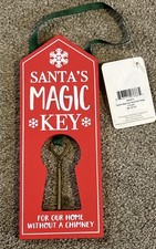 Santa's Magic Key Wooden Door Hanger Ornament Metal Key